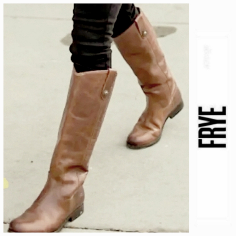 Western Chic Frye Leather Cognac Boots - Picture 1 of 11